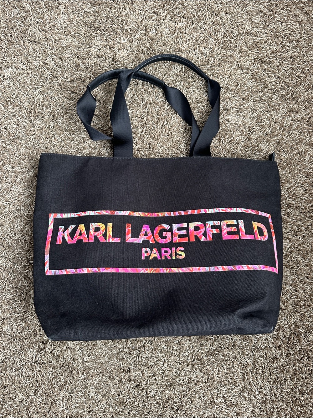Karl Lagerfeld Paris Black Canvas Tote